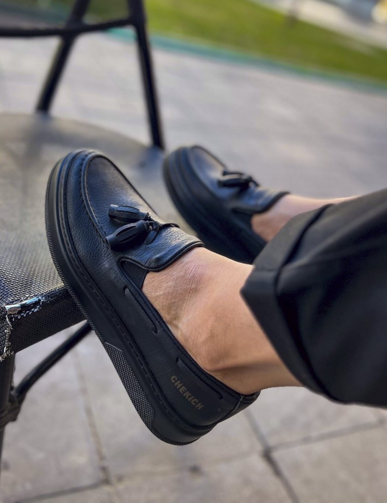 Ανδρικό μαύρο casual παπούτσι δερματίνη CH127M φωτογραφία
